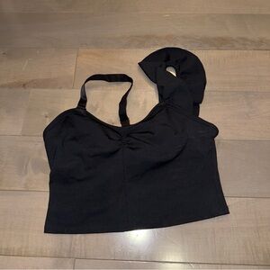 Fabletics Black Women's Ruffle Shoulder Tank Top